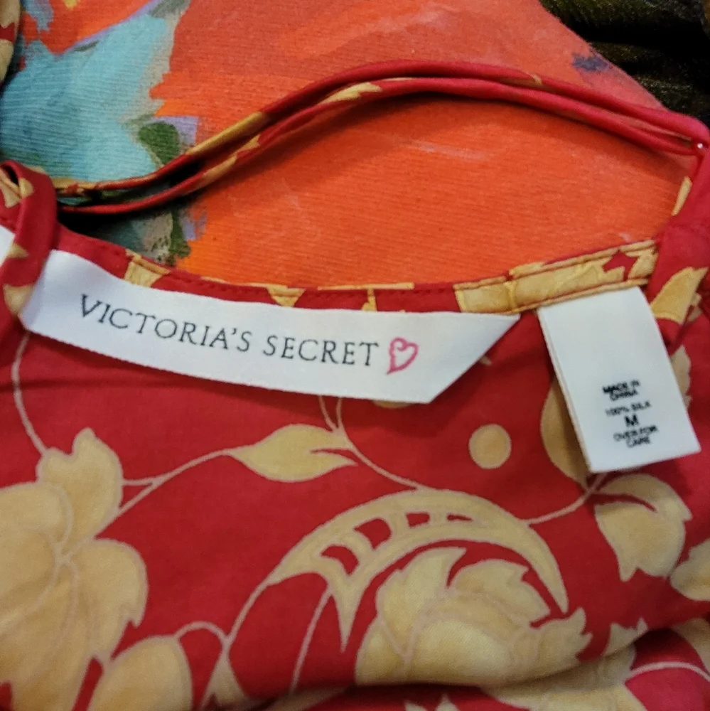 Victoria Secret Vintage 90s scarlet red & gold lace 100% silk mini slip dress- M - Picture 9 of 9